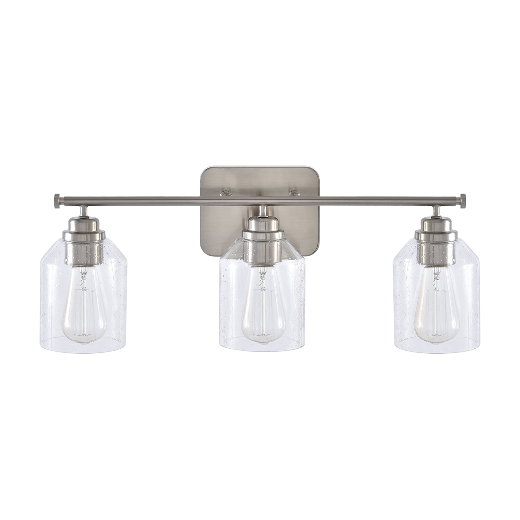 22" Modern Brushed Nickle 3-Light Seeded Glass Vanity Light Wall Sconce for Bathroom and Hallway