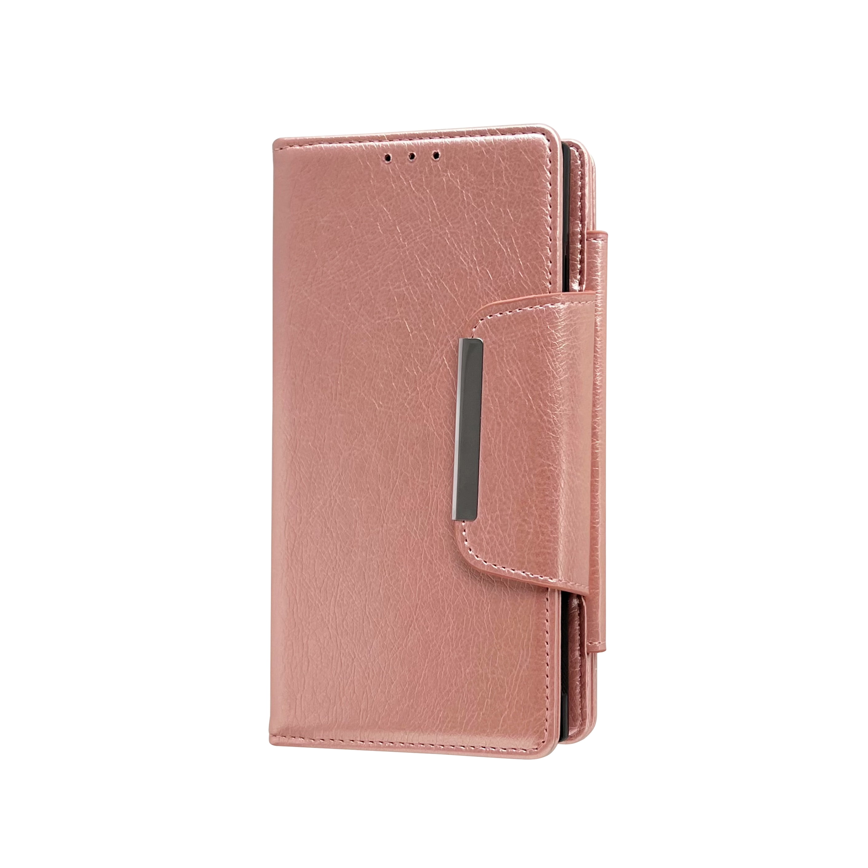 Designed For Samsung Galaxy S25 Wallet Phone Case,Detachable PU Leather Magnetic Flip,With Card Slots,Flip Folding Kickstand,Heavy Duty Anti-fall Shockproof Rugged Phone Case,Rosegold