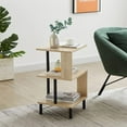 thumbnail image 4 of ZXNYH Side Table for Living Room S-Shaped Endtable with Storage Shelf, Easy Assembly, Set of 2, Oak, 4 of 8