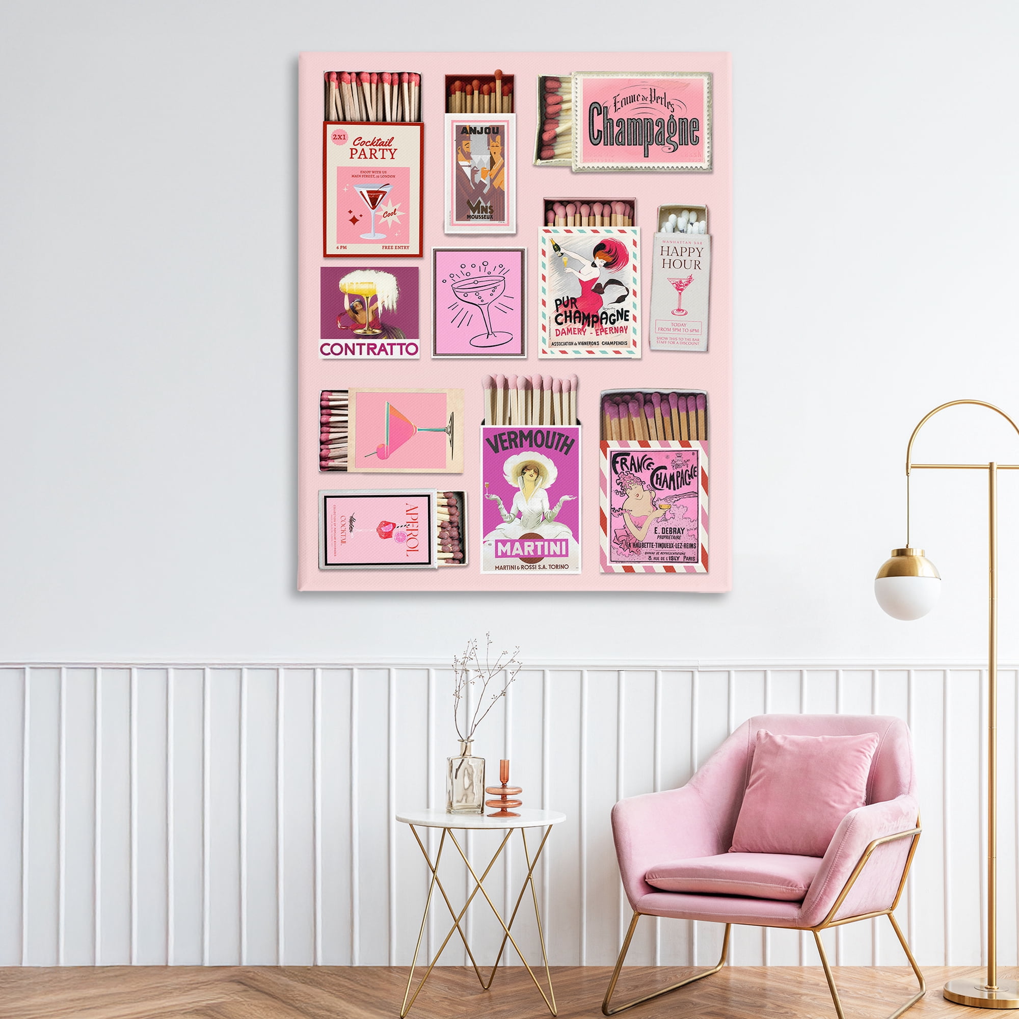 Stupell Industries Champagne & Cocktail Matchboxes Canvas Wall Art, design by CAD Designs
