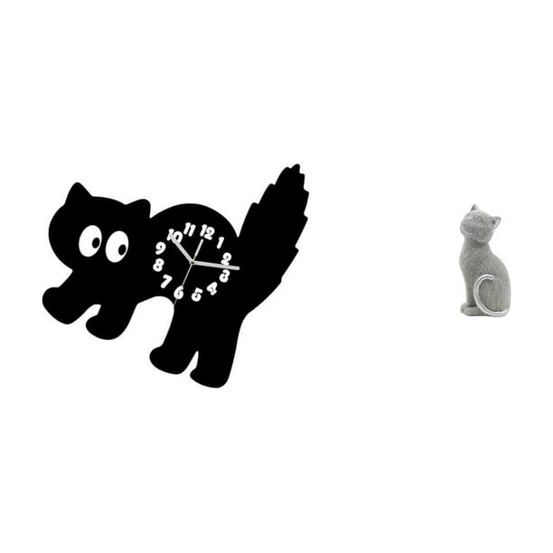 Reloj de pared,Reloj de pared decorativo para baño o dormitorio,Reloj de pared para gatos silencioso,sin tictac,ideal para regalar.,Figura de escritorio,Estatua de gato,linda decoración para