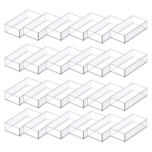 Simply Tidy 8" x 4" Clear Stacking Storage Tray - Slim Plastic Organizer for Sticky Notes, Washi Tape, Super Glue & Craft Supplies, Stackable Design, 24 Pack