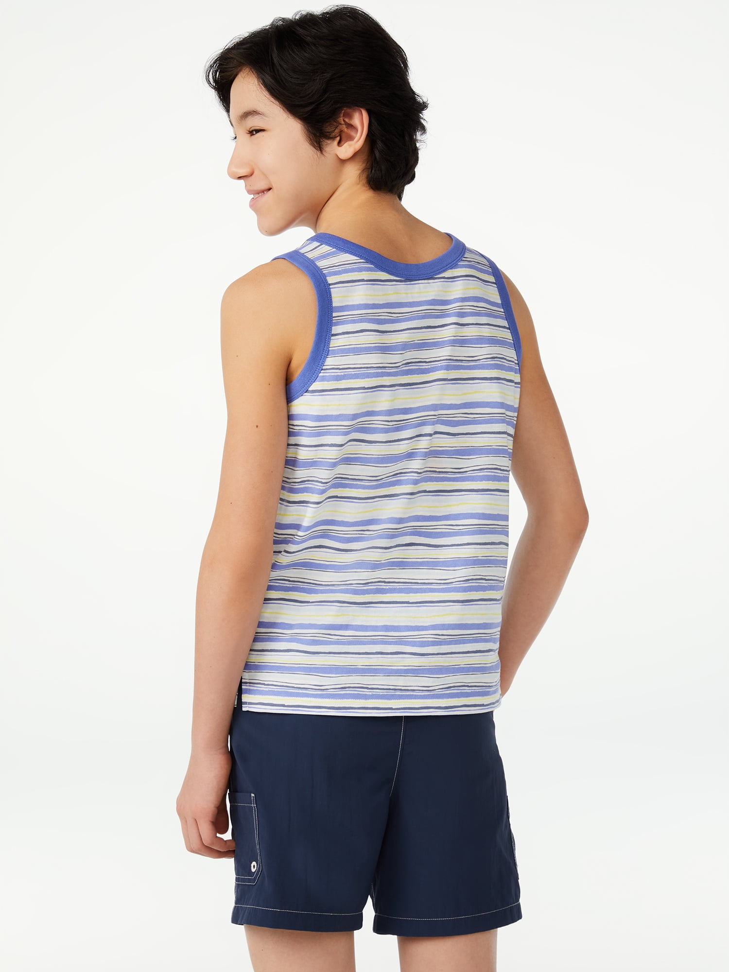 Free Assembly Boys Cotton Jersey Tank Tops, 2 Pack, Sizes 4-18