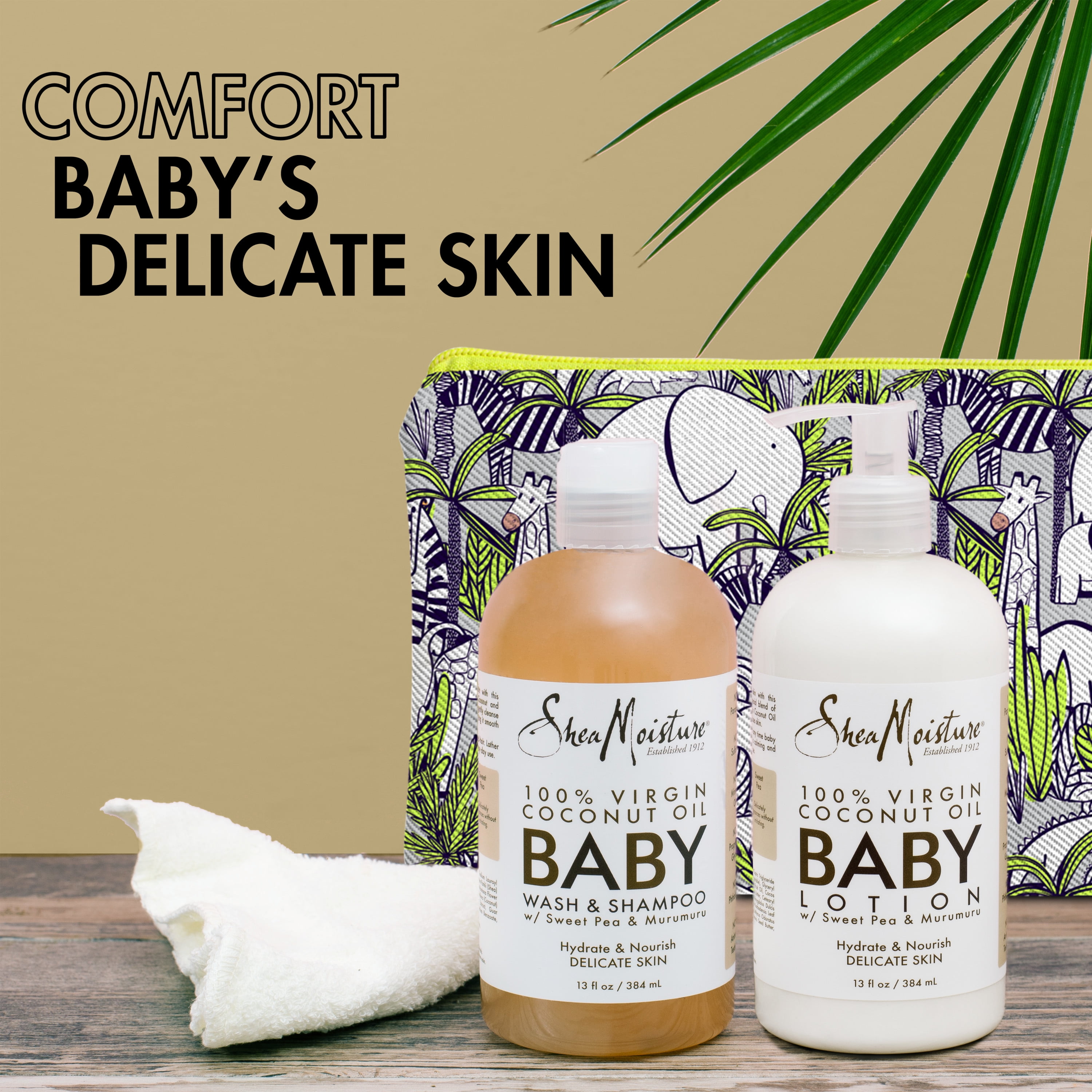  Shea Moisture Baby Essentials, jabón corporal y champú 100%  aceite de coco virgen, cuidado de la piel para bebés recién nacidos y  niños, paquete de 2 unidades de 13 onzas líquidas 