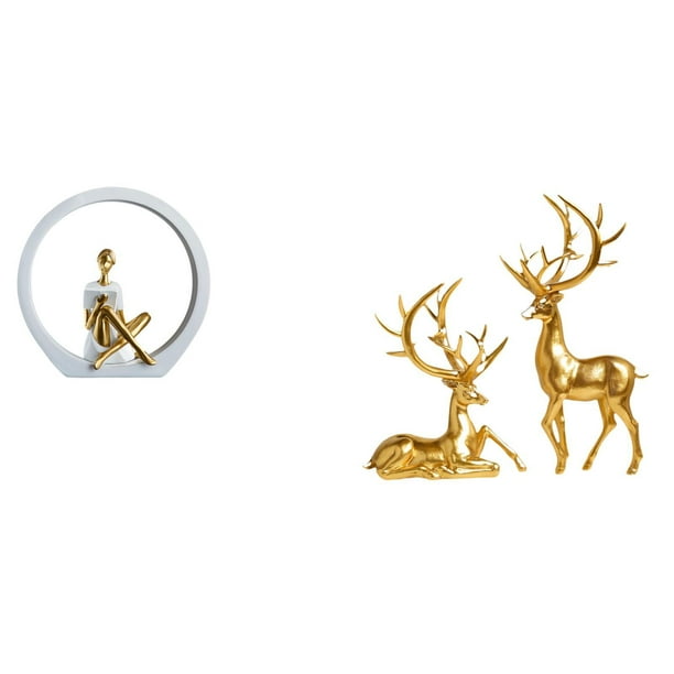 Figura De Niña, Estatua De Mujer, Centro De Mesa, Dormitorio, Regalo Para Lectores, Estantería, Escultura Abstracta De Estilo Rústico, Decoración Versátil, Estatuas De Ciervos En Pareja,