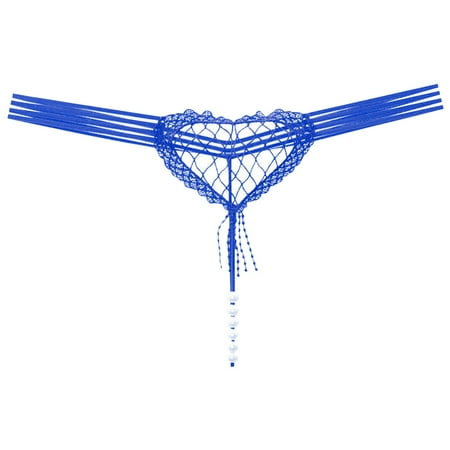 

Women Underwear Briefs Heart Shaped Hollow Low Waist Pearl T Line Panties