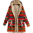 thumbnail image 2 of Qeaghou Fleece Jacket Women Women Faux Shearling Jackets Aztec Ethnic Graphic Sherpa Lined Jackets Oversized Button down Hooded Trench Coats, 2 of 4
