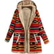 thumbnail image 2 of Chaquetas para mujer Western Impresión Fleece Velvet Coat Pocket Crop Workout Manga larga Solapa suelta gruesa con capucha Casual Tops Outerwears Odeerbi  ODB-3, 2 of 4