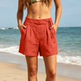 thumbnail image 2 of AcaicsNo Boundaries Women's Casual Short Pants, High Waist Pleated Side Tie Lightweight Linen Look Shorts, 2 of 7