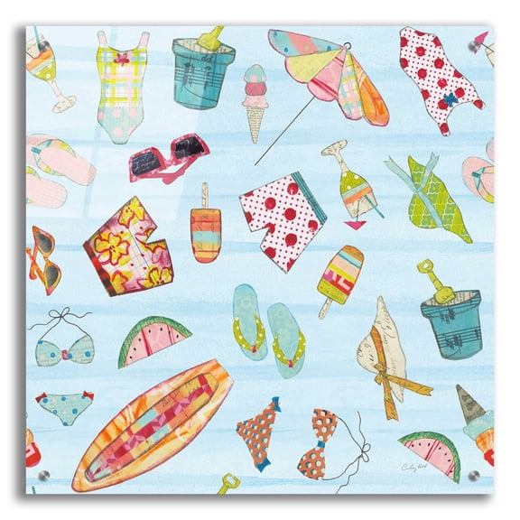 Epic Art 'At the Beach Pattern V by Courtney Prahl, Acrylic Glass Wall Art, 24"x24"
