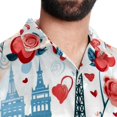 thumbnail image 5 of Eiffel Tower Valentine's Day Men's Hawaiian Button Down Short Sleeve Casual Printed Summer Beach Unisex Shirt, 5 of 6