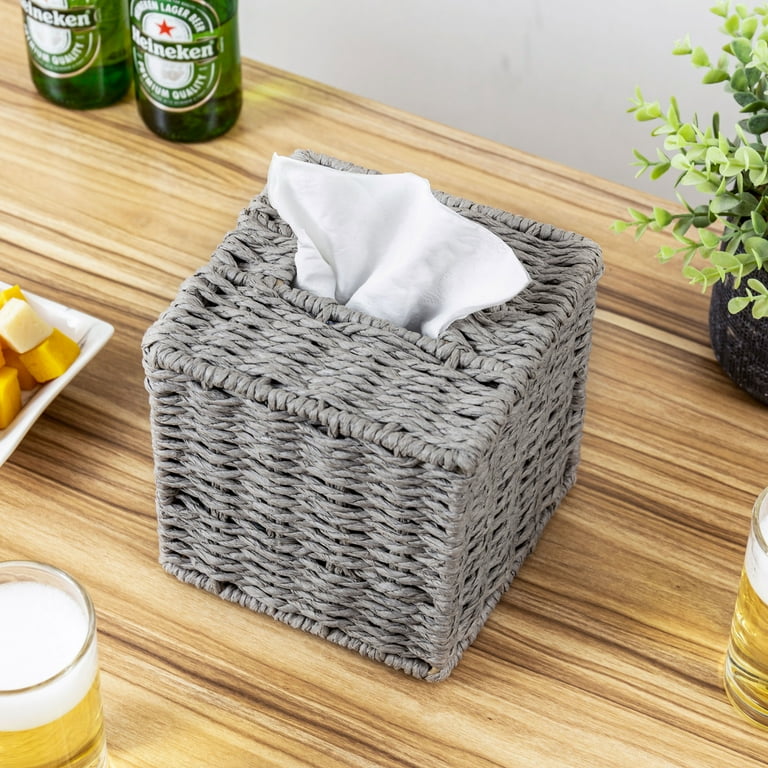 Rattan Square Tissue Box Cover Woven Tissue Box Cover L 