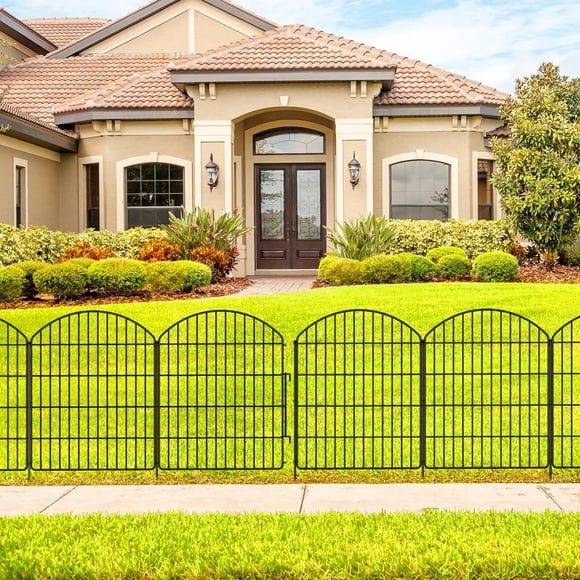 Animal Barrier Fence 6 Panels, 30in x 11.8ft No Dig Garden Fence with Gates, Rustproof Metal Decorative Border for Yard, Patio, F