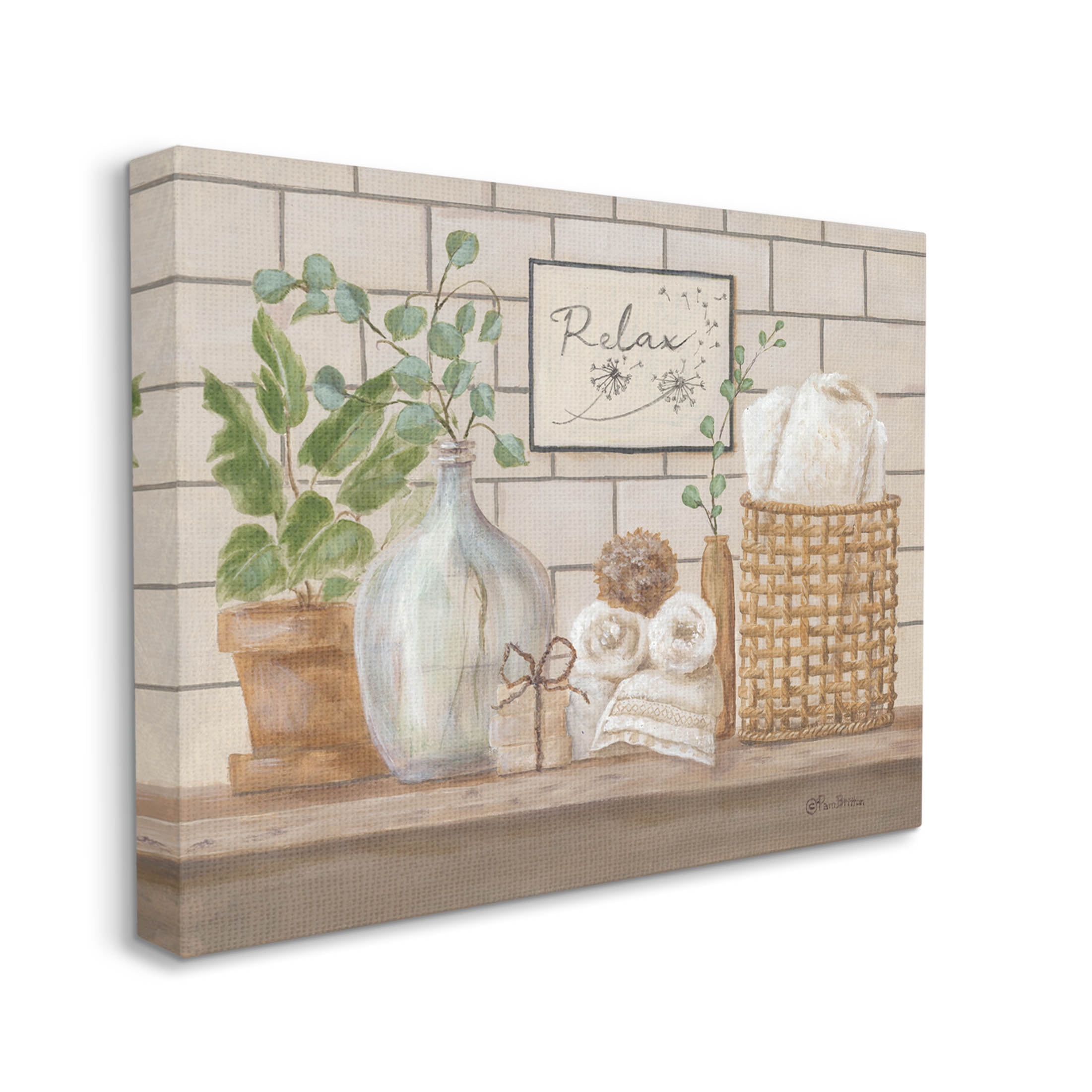 Stupell Industries Uplifting Bathroom Spa Relax Scene Painting Gallery Wrapped Canvas Print Wall Art, Design by Pam Britton