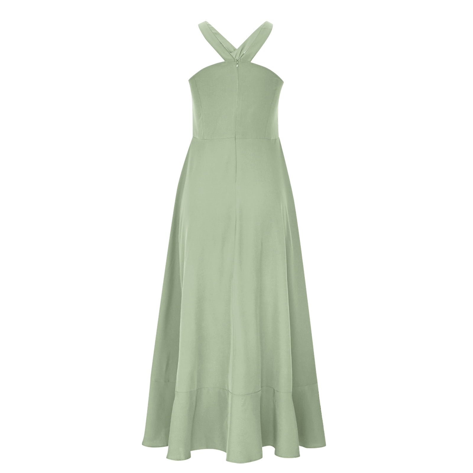 Oplxuo Halter Cocktail Women Dresses Prom Formal Wedding Bridesmaid Dress Ruffled Maxi Hi-Lo Evening Party 2025 Dress