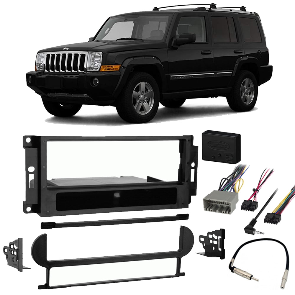 in Dash Mounting Kit 2007 Jeep Commander 4 Item Antenna Adapter for Single or Double Din Radio Receivers CACHÉ KIT881 Bundle with Car Stereo Installation Kit for 2006 Harness 