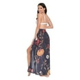 thumbnail image 3 of FORMRS Womens Long Sarong Beach Wrap Semi-Sheer Bikini Skirt Bathing Swimsuit Cover Up, Black Floral Pattern, 3 of 7