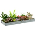 thumbnail image 1 of Outsunny 12x4x1ft Galvanized Raised Garden Bed, Open Bottom, Silver, 1 of 10