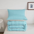 thumbnail image 5 of Manfei Vintage Grid King Size Comforter Sets,Modern Check Comforters King Size,Teal White,Light Gray Reversible,3pcs,1 Comforter and 2 Pillowcases,3pcs,1 Comforter and 2 Pillowcases, 5 of 7
