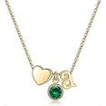 thumbnail image 1 of Girls initial birthstone necklace, gold plated heart initial necklace, birthstone necklace, heart initial birthstone pendant necklace, birthstone neck, 1 of 4