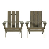 Eliphaz Acacia Wood Outdoor Foldable Adirondack Chairs, Set of 2, Gray