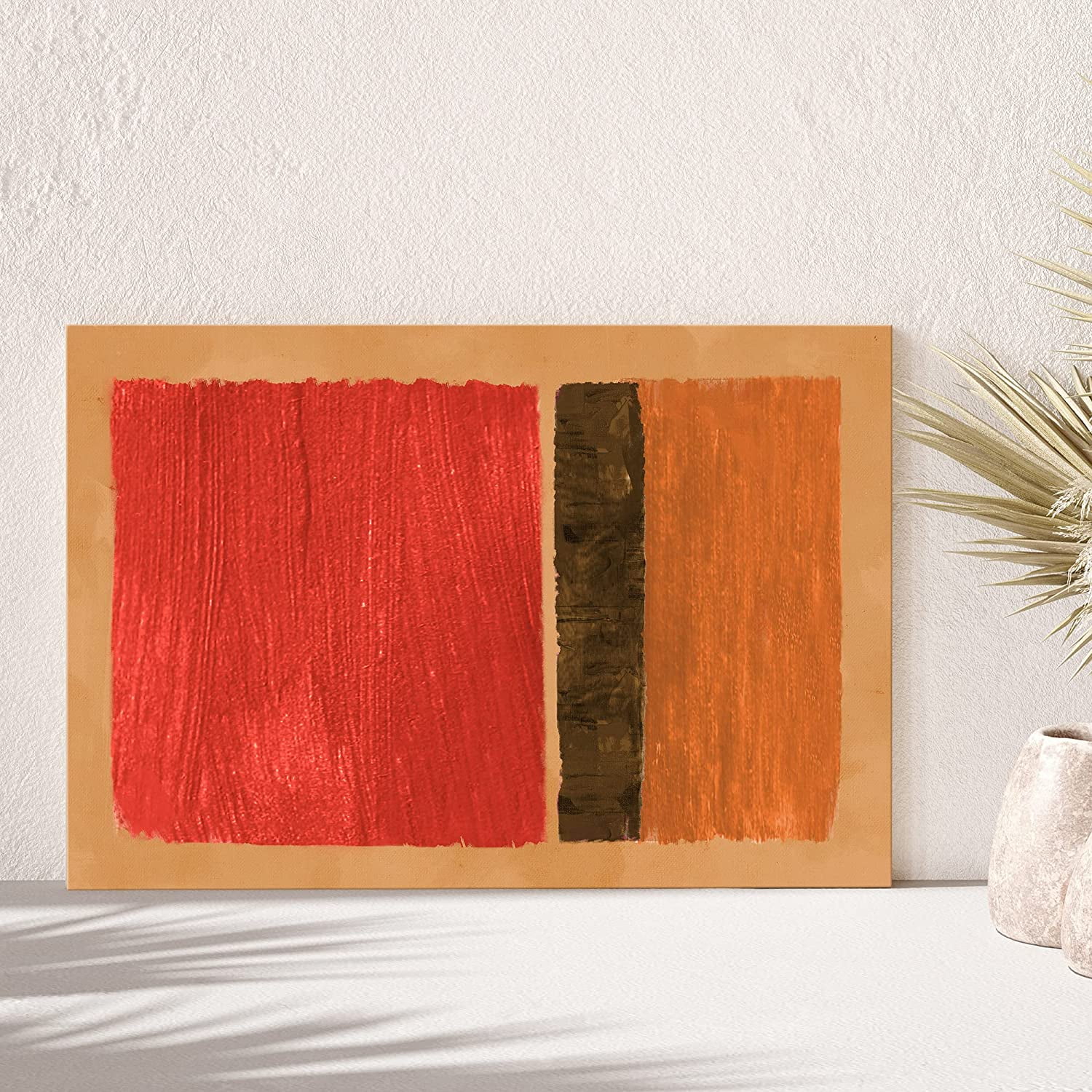 PixonSign Canvas Print Wall Art Red, Black and Brown Colorblocks