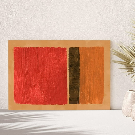 PixonSign Canvas Print Wall Art Red, Black and Brown Colorblocks Botanical Plants Illustrations Modern Art Contemporary Expressive Multicolor Ultra for Living Room, Bedroom, Office - 12x18