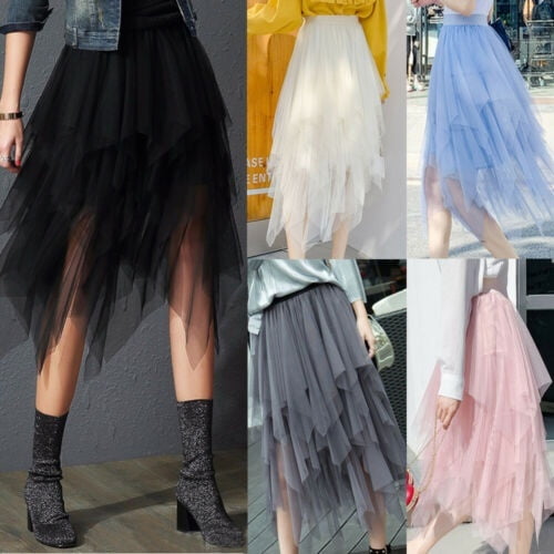 Femmes Jupe Mousseline de Soie Midi Bouffante Jupe en Tulle Taille