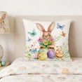 thumbnail image 6 of 18x18 Inches Easter Linen Pillow Case, Rabbit & Easter Egg Print Cushion Cover, Decorative Throw Pillowcase for Sofa Couch Living Room, Spring Easter Home Decor Accent, 6 of 6