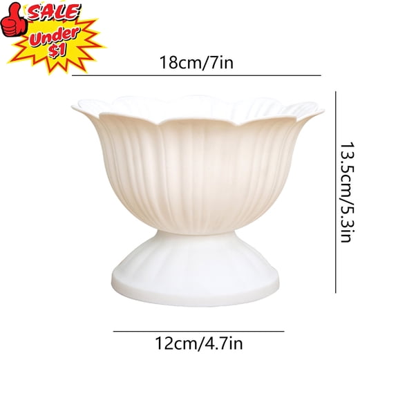 Qocolcyl Under $1 7in White Roman Pedestal Urn Plastic Flower Pot, Scalloped Rim Decorative Planter Vase for Artificial Flowers Indoor Home Tabletop Wedding Decor