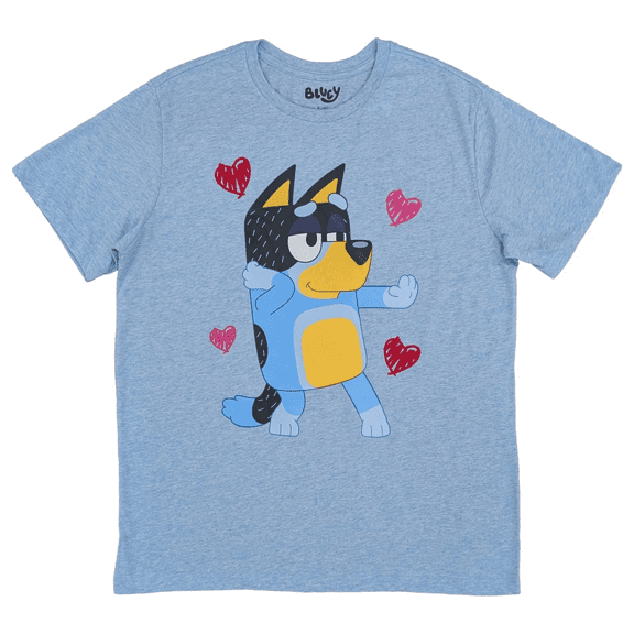 Men's Bluey V-Day T-Shirt - (Light Blue, Large)