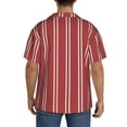 thumbnail image 3 of Balery Stripes Red White Camisa Casual de Manga Corta con Botones para Hombre, Texturizada, Estilo Cubano, para Playa, Verano-XX-Large, 3 of 5