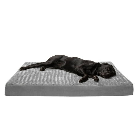 UPC: 0842229125672 | FurHaven Pet Products Ultra Plush Deluxe Full Support Solid Orthopedic Foam Pet Bed for Dogs & Cats – Gray Jumbo Plus