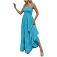 thumbnail image 1 of Femmes Été Boho Robe Décontractée Sans Manches Spaghetti Sangle Smocked Tiered Longues Maxi Robes Plage Robes de Soleil, 1 of 5