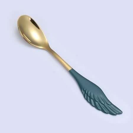 

JPGIF Kitchen Supplies Stainless Steel Forks And Spoons Decorated With Angel Pattern Cutlery Set Mixed Color Fork Spoon Handle Dessert Fruit Fork Coffee Spoon Family Party