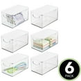 mDesign Stackable Deep Kitchen Storage Bin Box with Lids & Handles for