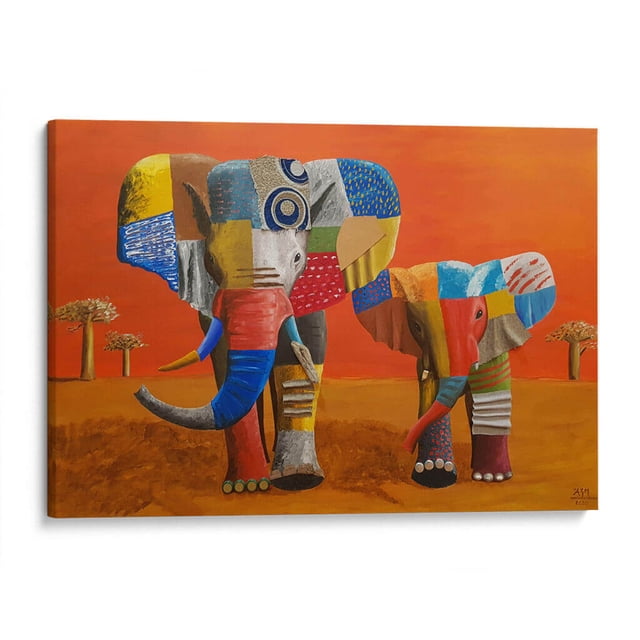 Cuadro decorativo Animales - Elefantes por Rodríguez Marconi en canvas tamaño 45 x 30 cm Canvas Lab Canvas horizontal Animales en tamaño 45 x 30 cm