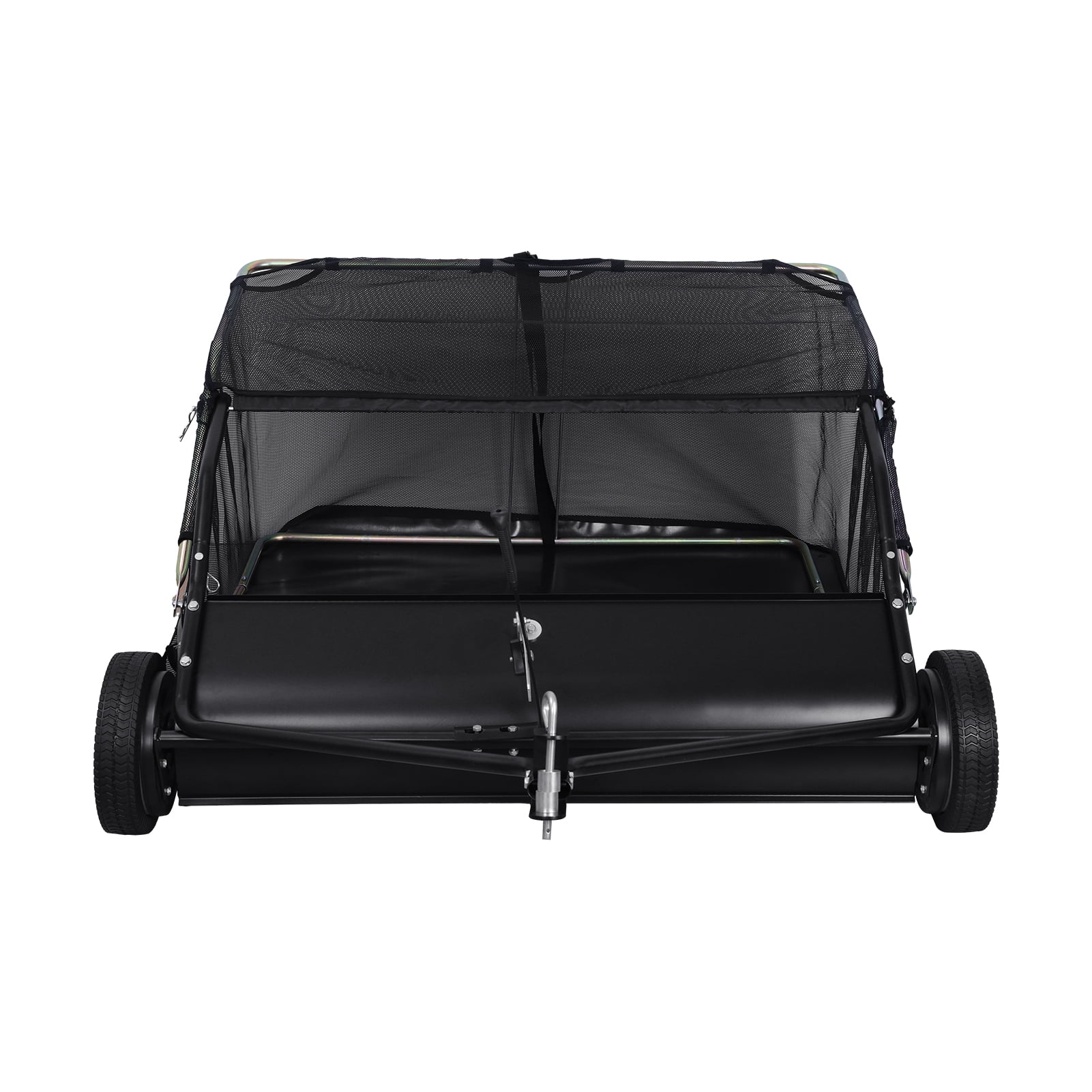 Fogcroll Tow Behind Lawn Sweeper Pull Behind Lawn Sweeper Leaf Grass Collector,Adjustable Sweeping Height Large Capacity Heavy Duty Yard Sweeper with Dumping Rope Rubber Wheels 44-Inch
