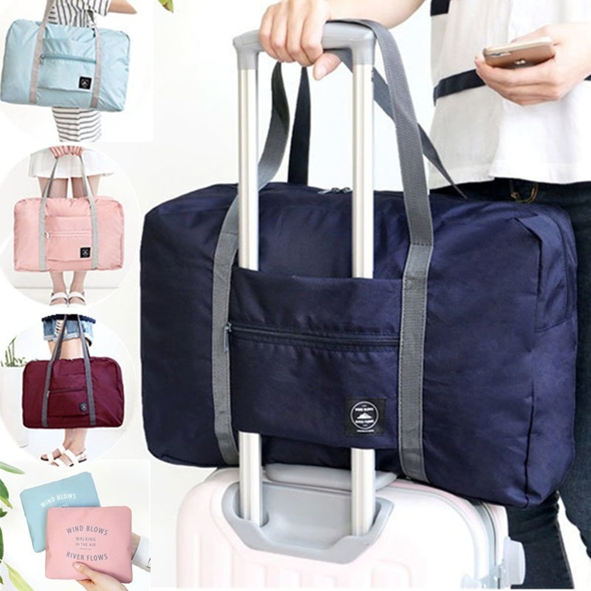 Large Capacity Folding Travel Bag Gym Vacation Lightweight Foldable Duffle Bag For Travel,Sports Pink Waterproof Large Capacity Foldable Storage Bag Handbag 