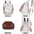 thumbnail image 2 of 2PC Leather Backpack with Mini Purse for Women Anti-theft Vintage Vegan Boho Fashion Rucksack Cute Ladies Casual Waterproof Shoulder Daypack Bags with Guitar Strap for Travel Work,Large,Grey, 2 of 6