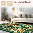 thumbnail image 2 of ODIKA 5'x7' Machine Washable Non-Slip Area Rug, Wild Tiger Motif with Boho Botanical Flourishes and Artistic Leaf Detailing High Traffic Rug, Green, 281155, 2 of 7