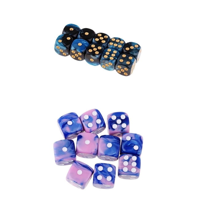 20 piezas de poliédricos opacos D6 de 6 caras para juegos de mesa familiares DND. Rosado azul