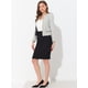 thumbnail image 2 of Disfraz de Halloween Blazer de tweed a cuadros para mujer, manga larga, parte delantera abierta, trabajo, oficina, chaqueta corta Blanco negro L, 2 of 6