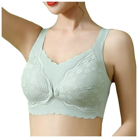 DXOUPM Front Open Maternity Bra Wireless Nursing Bras for Breastfeeding Lace Bra Mint Green M-36/80BC