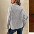 thumbnail image 5 of Ladies' Casual Stand Up Collar Knitted Sweater Solid Color Button Casual Loose Sweater for Fall Winter Easy Wear,Gray,S, 5 of 5