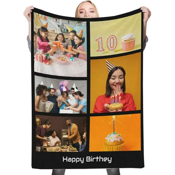 AISENIN Personalized Birthday Gifts Custom Blanket Photo Blankets Using My Own Photos for Girl,Boy,Baby