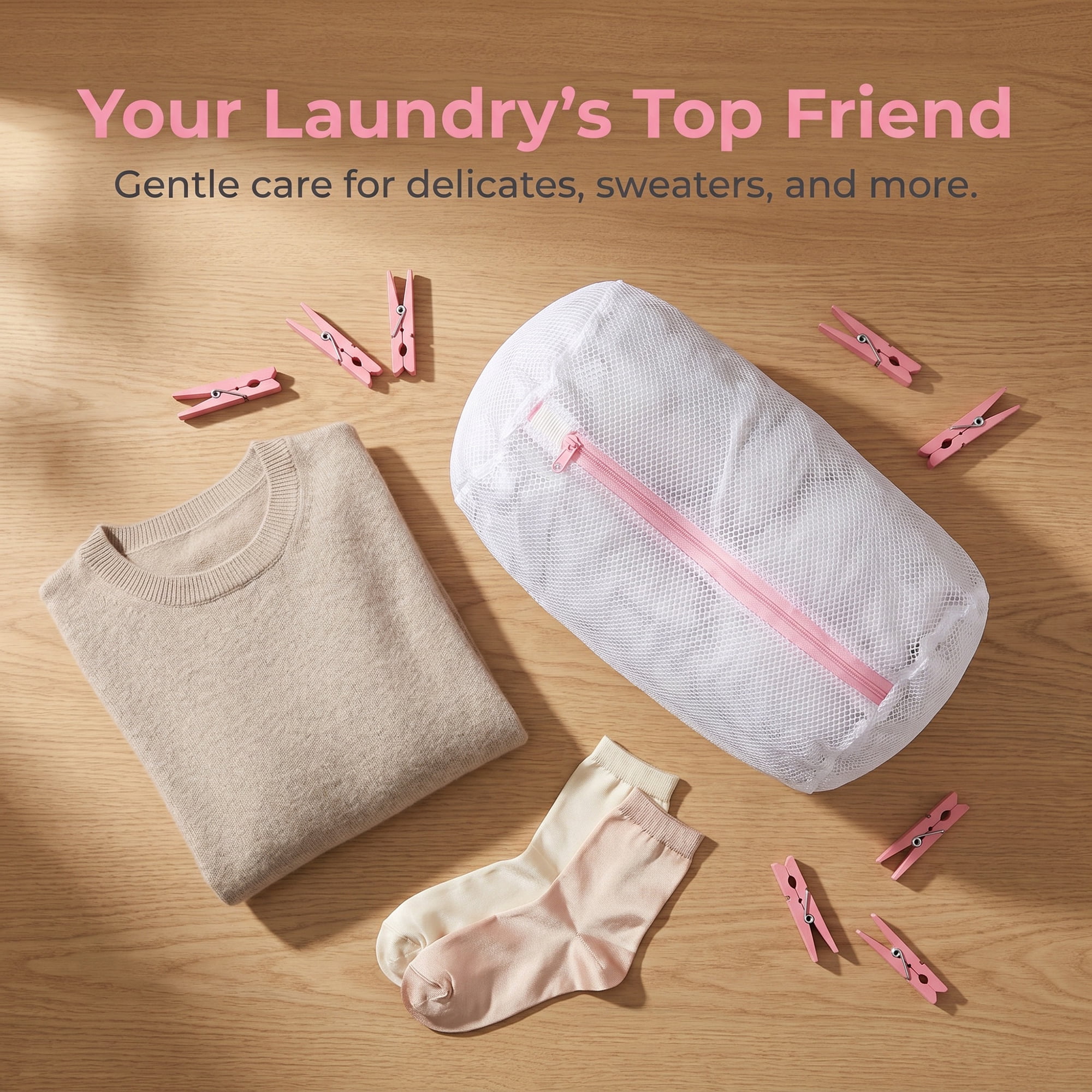 Unique Bargains 3Pcs Durable Mesh Zipper Closure Laundry Bags White-Pink B 7.9" x 11.8"