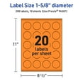 thumbnail image 6 of Avery Printable Round Labels, Bright Orange, 1-5/8" Diameter, 200ct, 6 of 11