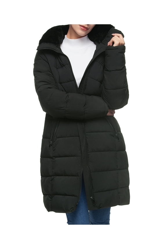 Rokka&Rolla Women's Heavy Long Winter Coat with Fleece Hood Parka Jacket