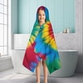 thumbnail image 6 of Colorful Tie Dye Mandala Pattern Hooded Bath Towel，50"x30" for Ages 3 To 12 Kids, Quick Dry Lightweight Soft Microfiber Hood Beach Towel Cover Up for Kids, 6 of 7